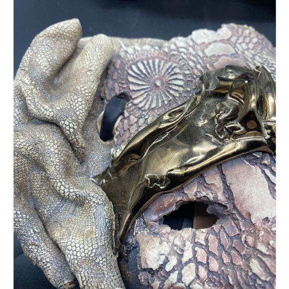 Vintage Pair Signed‎ studio pottery Mask Ceramic raku venetian New Orleans Art - Picture 3 of 9